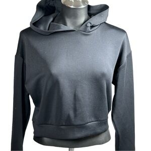 Good American Cropped Black Hoodie Sweatshirt Pullover Women's 2
